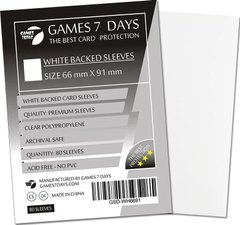 Протекторы Games7Days (66 х 91 мм / 63.5x88 мм) White Premium MTG, 80 шт.