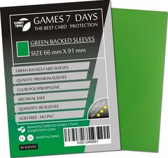 Протекторы Games7Days (66 х 91 мм / 63.5x88 мм) Green Premium MTG, 80 шт.