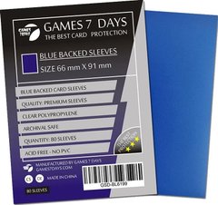 Протектори Games7Days (66 х 91 мм / 63.5x88 мм) Blue Premium MTG, 80 шт.
